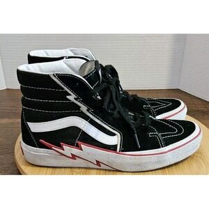 Vans Sk8-Hi Bolt Sneakers Mens 8 Womens 9.5 Black White Thunderbolt Suede Canvas